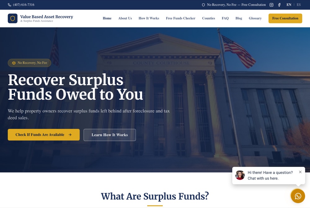 Value Based Asset Recovery website