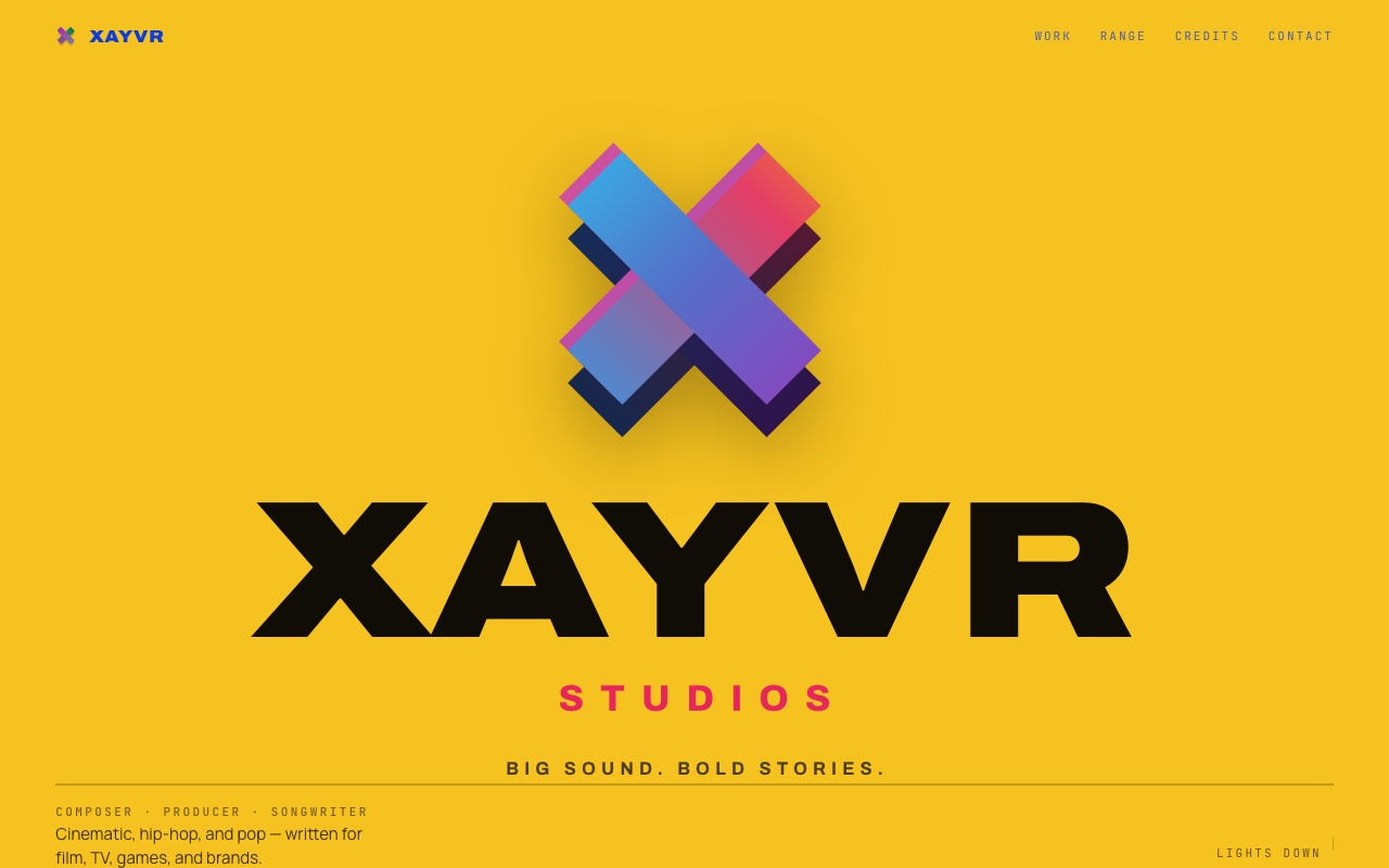 Xayvr Studios website